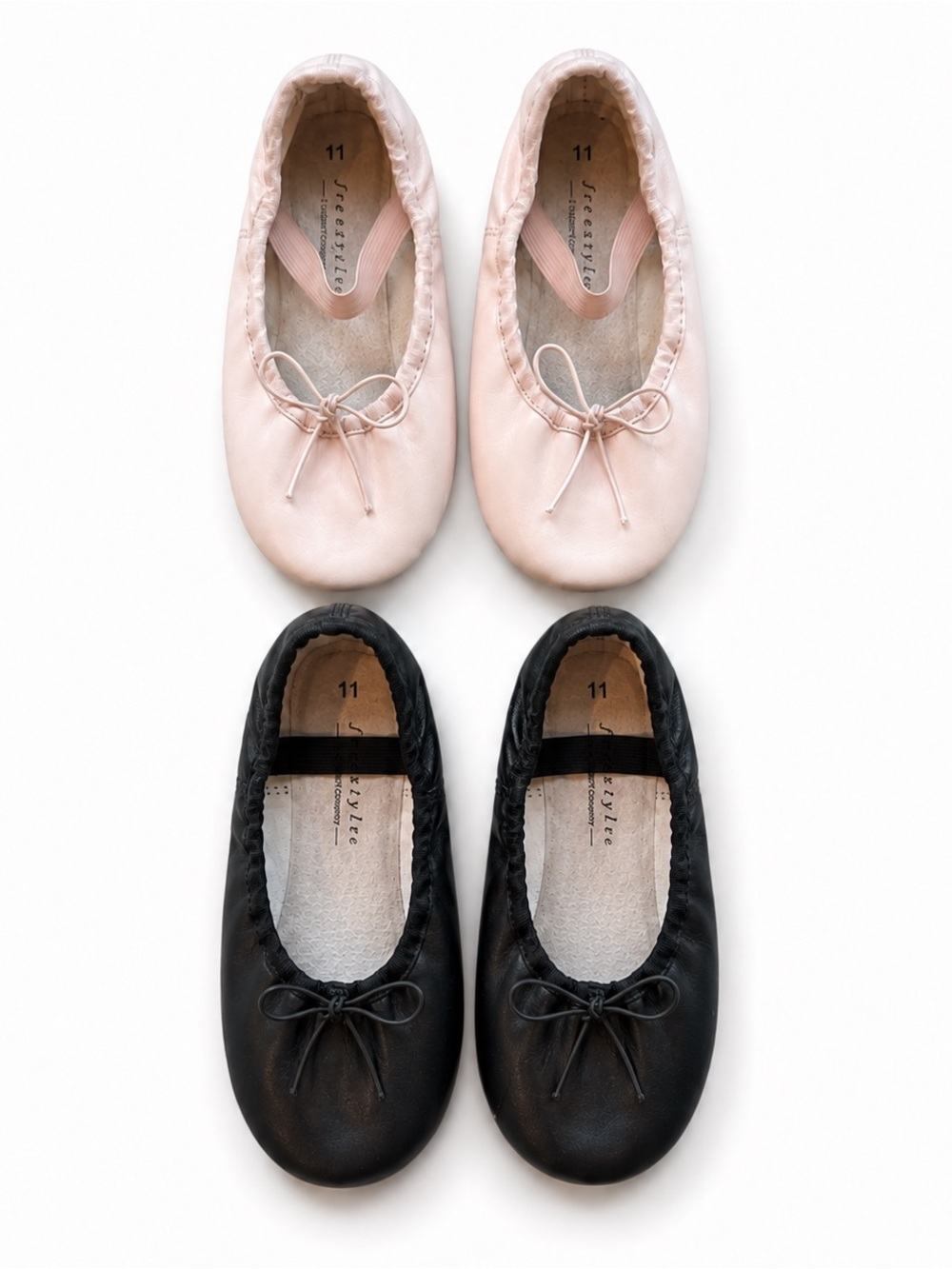Freestyle Girls Ballet Shoes Bundle Size 11 Pink Black Dance Slippers Lot Flats